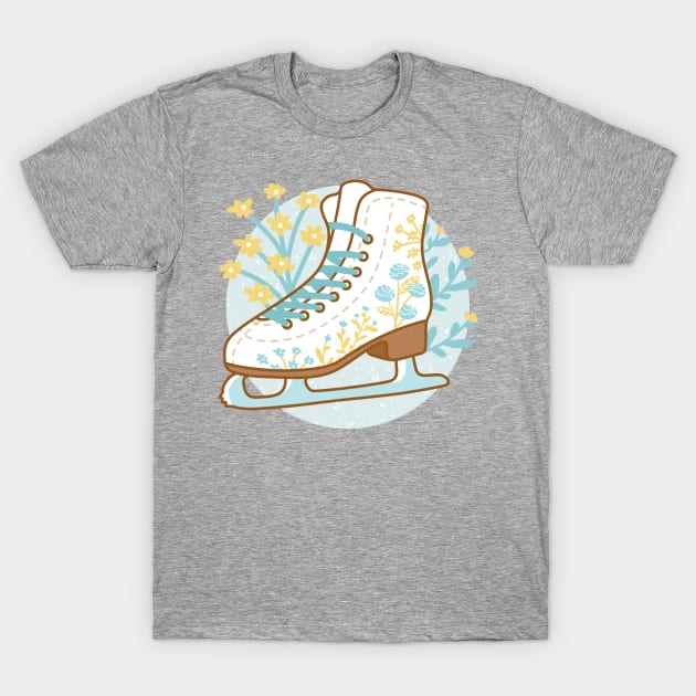 Ice Skate and Flowers T-Shirt by Wlaurence